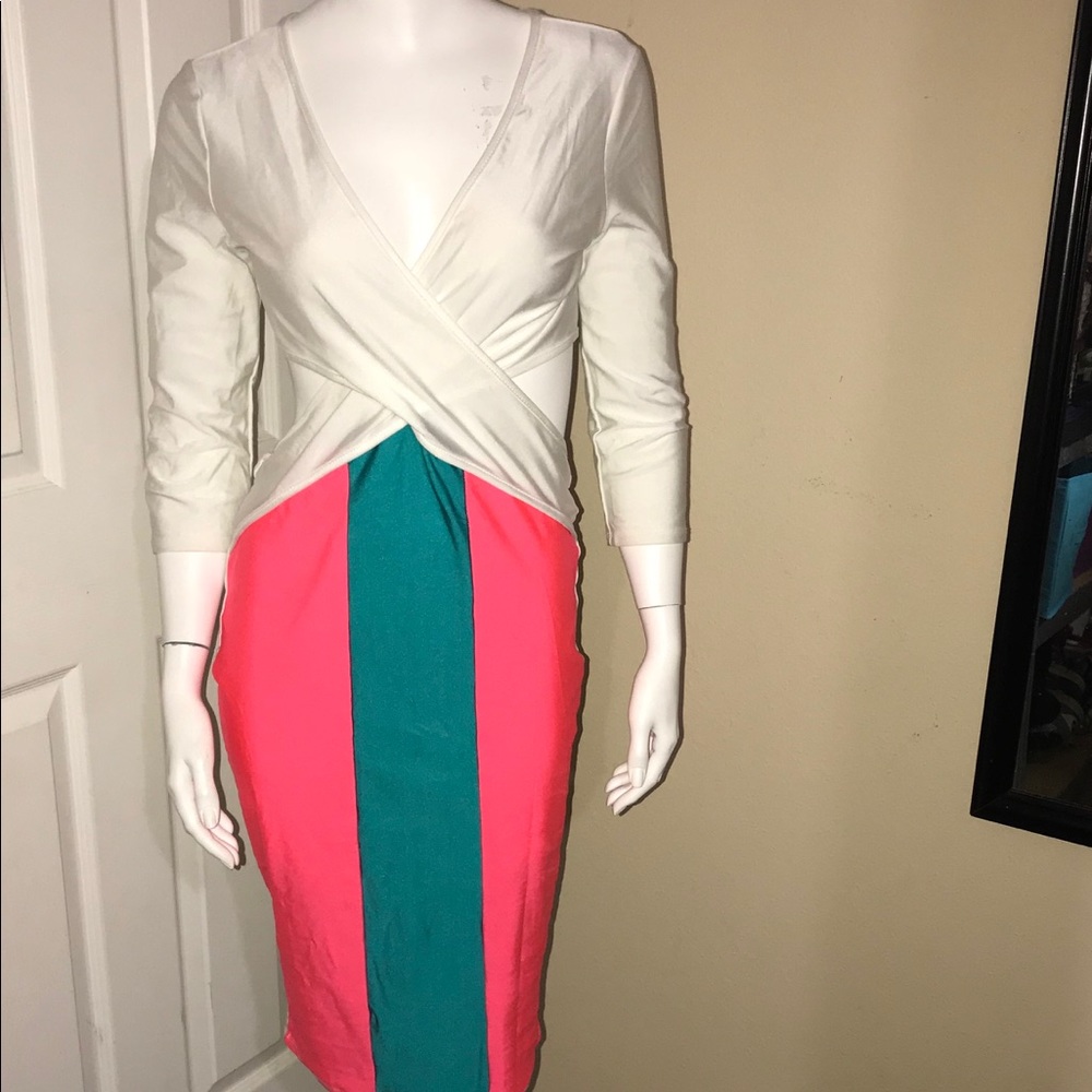 New Bodycon Large cutout sides color block dress
